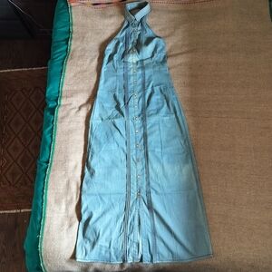 Japanese Designer Brand Backless Denim Blue Dress